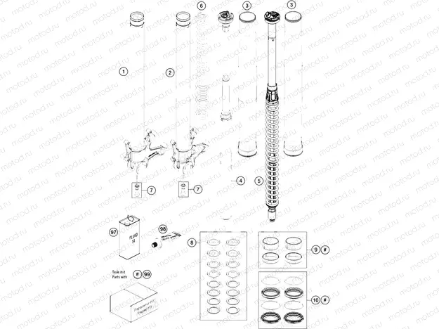 FRONT FORK DISASSEMBLED