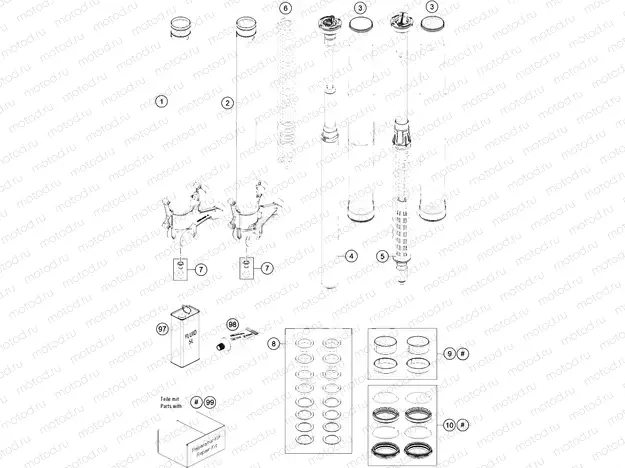 FRONT FORK DISASSEMBLED
