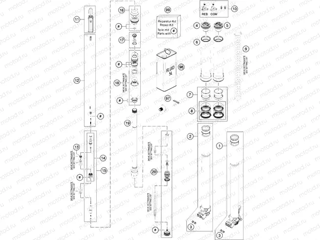 FRONT FORK DISASSEMBLED
