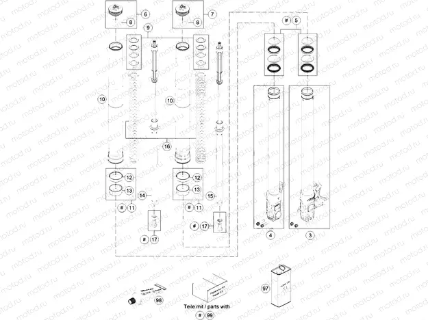FRONT FORK DISASSEMBLED