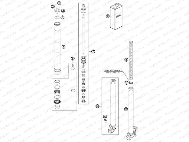 FRONT FORK DISASSEMBLED
