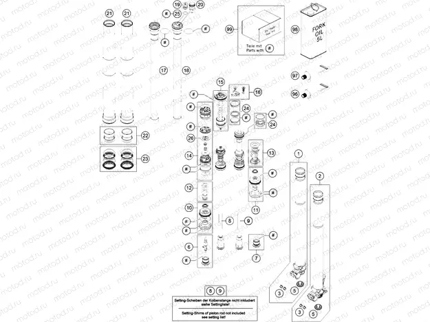 FRONT FORK DISASSEMBLED