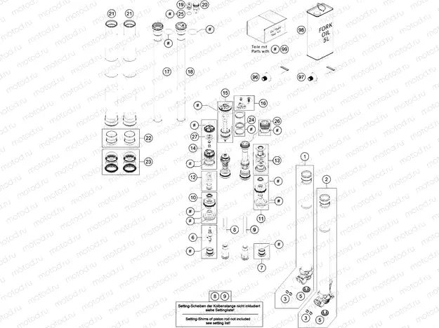FRONT FORK DISASSEMBLED