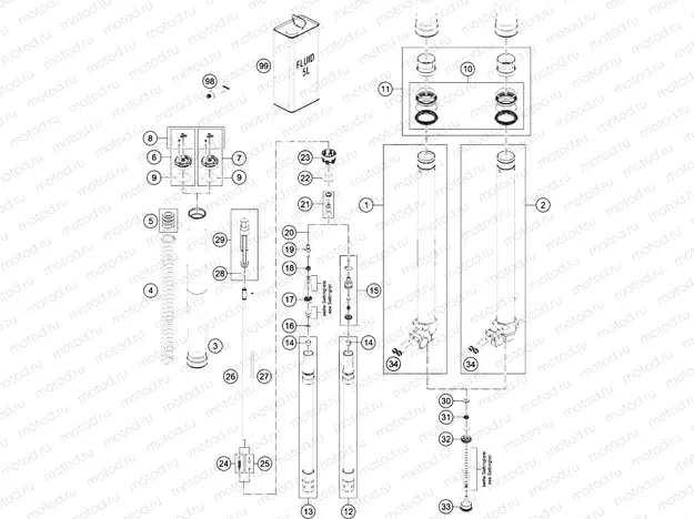 FRONT FORK DISASSEMBLED