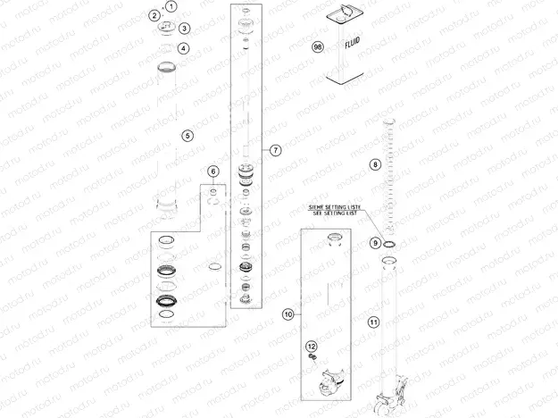 FRONT FORK DISASSEMBLED