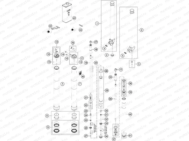 FRONT FORK DISASSEMBLED