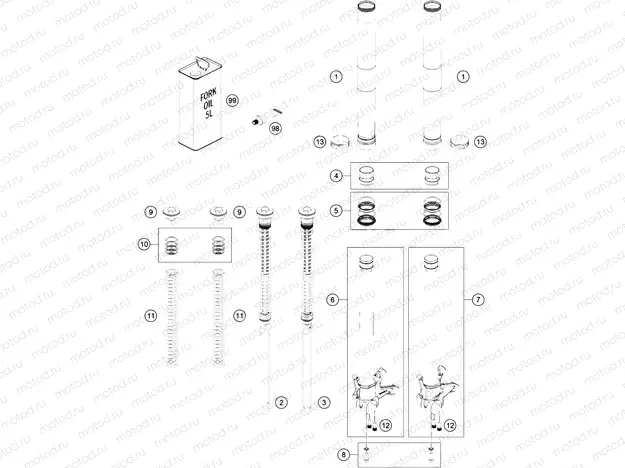 FRONT FORK DISASSEMBLED
