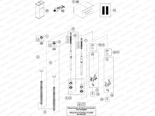 FRONT FORK DISASSEMBLED