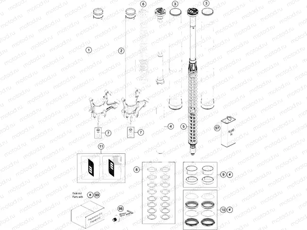 FRONT FORK DISASSEMBLED