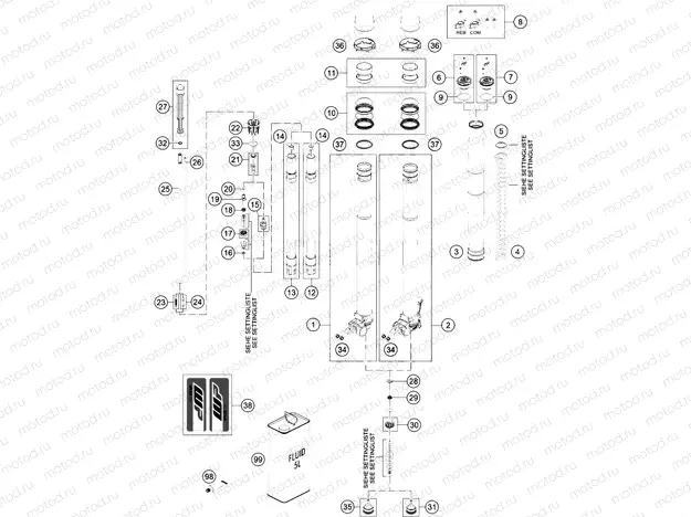 FRONT FORK DISASSEMBLED