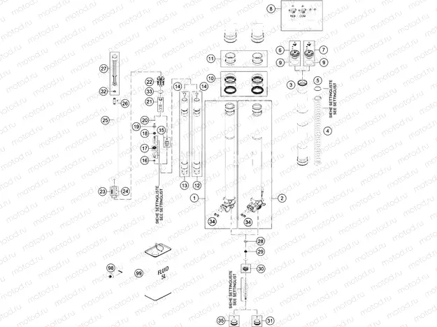 FRONT FORK DISASSEMBLED