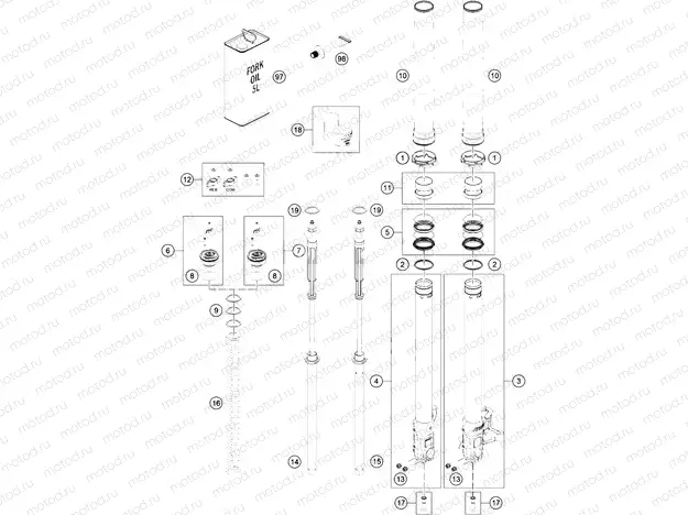 FRONT FORK DISASSEMBLED