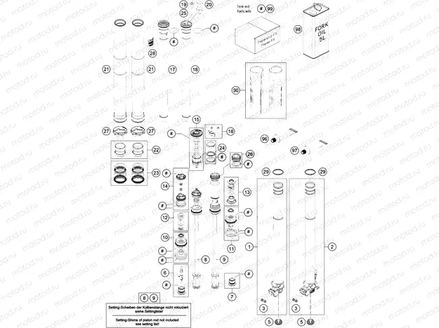 FRONT FORK DISASSEMBLED