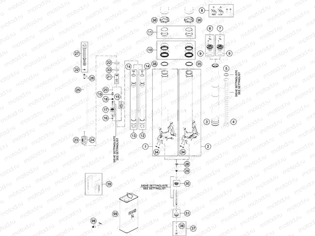FRONT FORK DISASSEMBLED