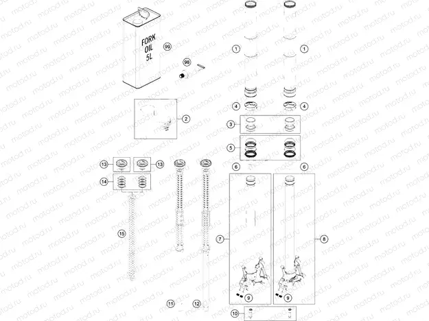 FRONT FORK DISASSEMBLED