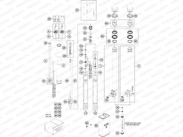 FRONT FORK DISASSEMBLED
