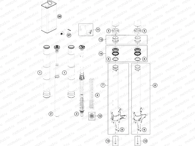 FRONT FORK DISASSEMBLED
