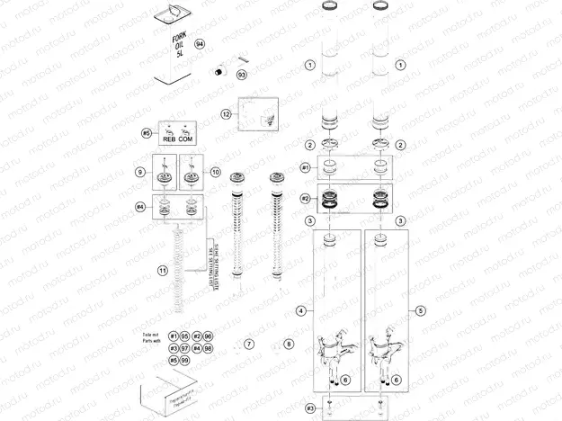 FRONT FORK DISASSEMBLED
