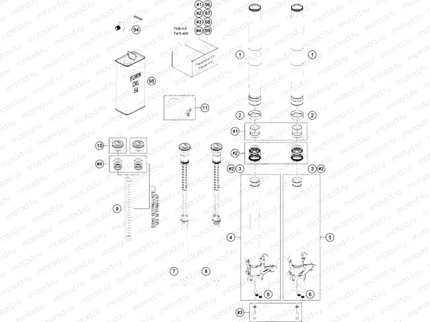 FRONT FORK DISASSEMBLED