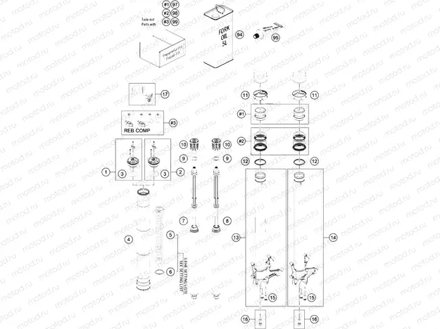 FRONT FORK DISASSEMBLED