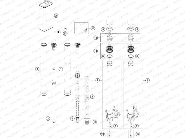 FRONT FORK DISASSEMBLED