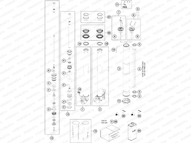 FRONT FORK DISASSEMBLED