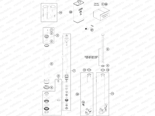 FRONT FORK DISASSEMBLED