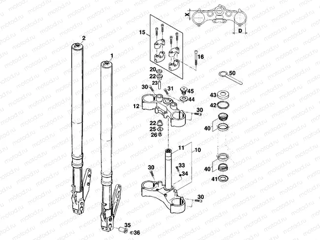 FRONT FORK, TRIPLE CLAMP