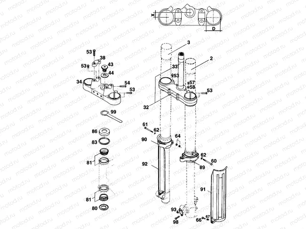 FRONT FORK, TRIPLE CLAMP
