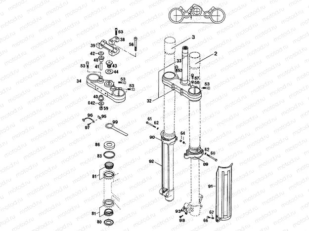 FRONT FORK, TRIPLE CLAMP