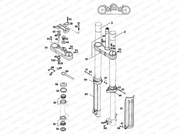 FRONT FORK, TRIPLE CLAMP
