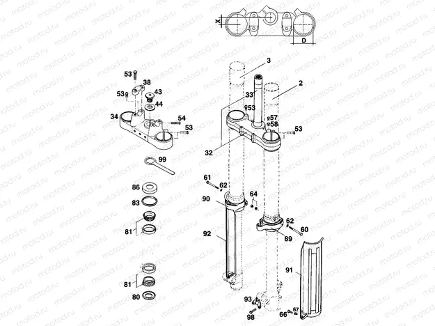 FRONT FORK, TRIPLE CLAMP