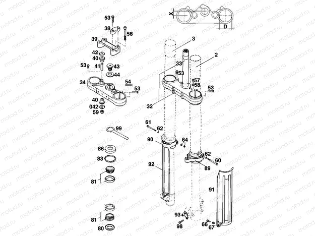 FRONT FORK, TRIPLE CLAMP