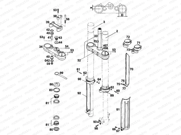 FRONT FORK, TRIPLE CLAMP