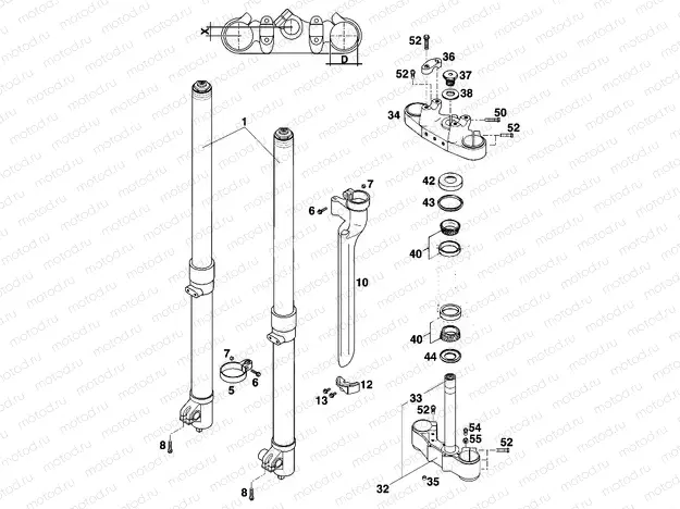 FRONT FORK, TRIPLE CLAMP