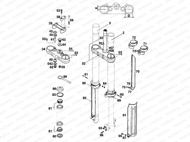 FRONT FORK, TRIPLE CLAMP