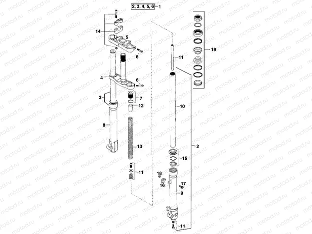 FRONT FORK, TRIPLE CLAMP