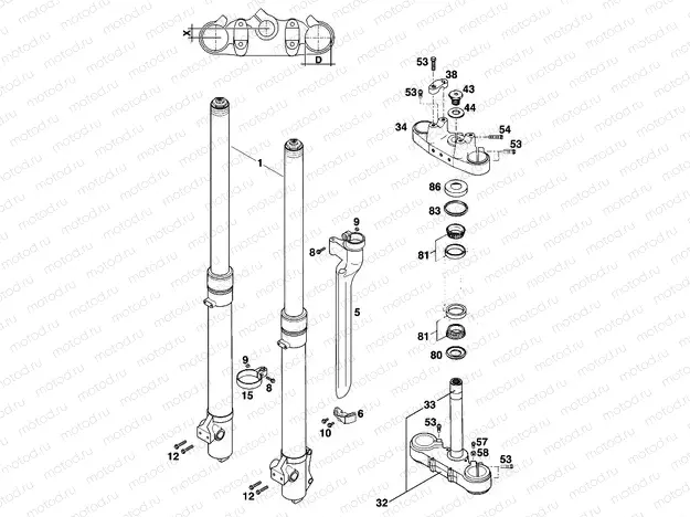 FRONT FORK, TRIPLE CLAMP