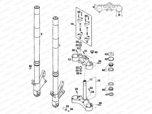 FRONT FORK, TRIPLE CLAMP