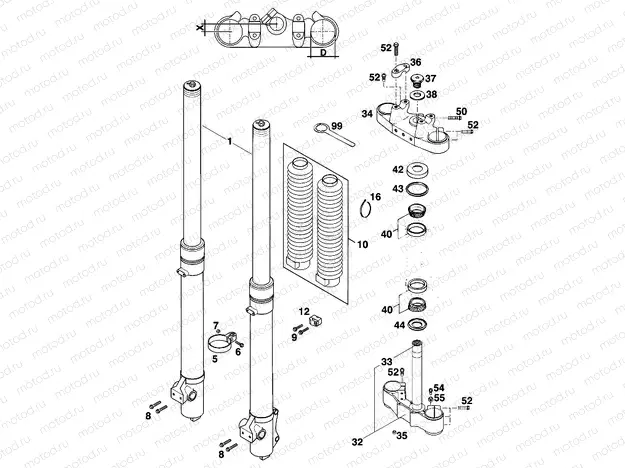 FRONT FORK, TRIPLE CLAMP
