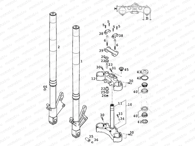 FRONT FORK, TRIPLE CLAMP