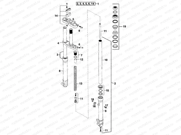 FRONT FORK, TRIPLE CLAMP