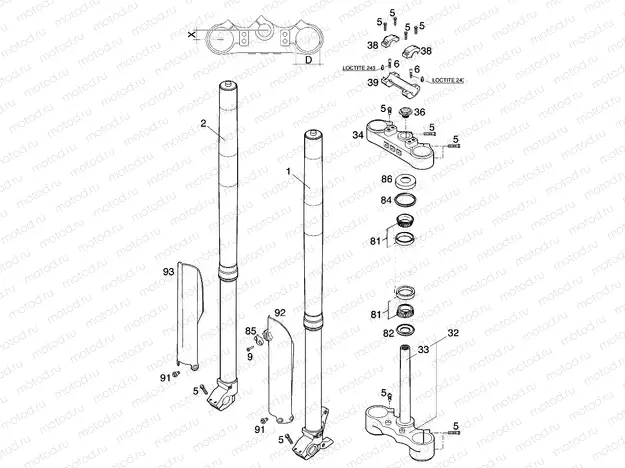 FRONT FORK, TRIPLE CLAMP