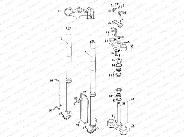 FRONT FORK, TRIPLE CLAMP