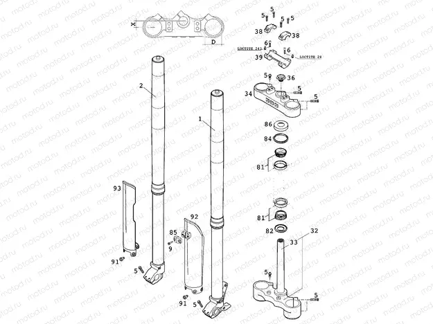 FRONT FORK, TRIPLE CLAMP