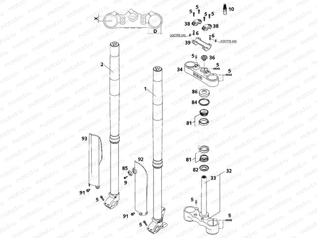 FRONT FORK, TRIPLE CLAMP
