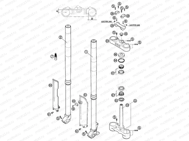FRONT FORK, TRIPLE CLAMP