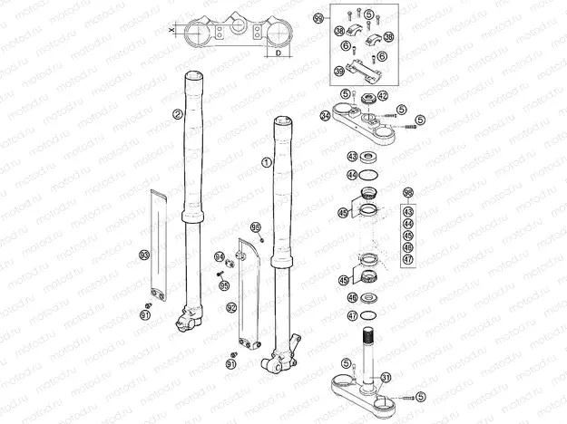 FRONT FORK, TRIPLE CLAMP
