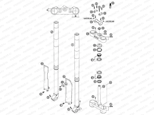 FRONT FORK, TRIPLE CLAMP