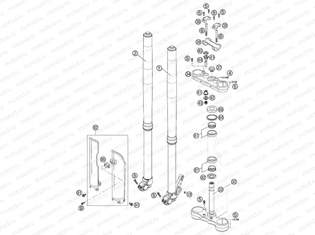 FRONT FORK, TRIPLE CLAMP